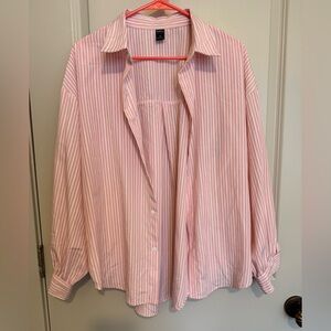 Dazy pink and white oversized button up